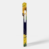 Sonnenblumengarten auf Navy Blue Monogram Case-Mate iPhone Hülle (Rückseite / Links)