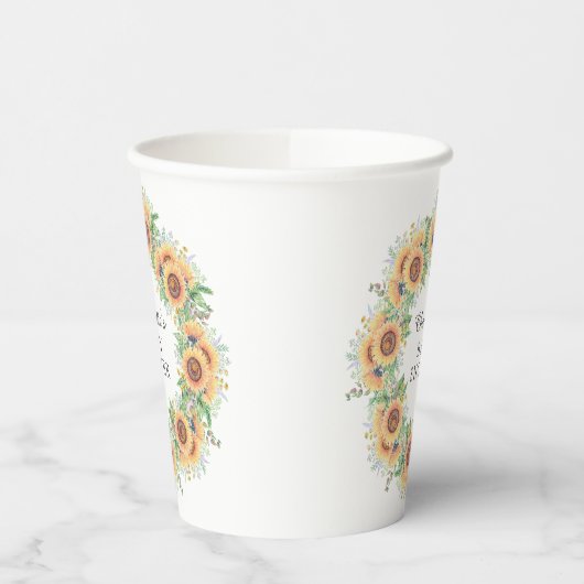 Sonnenblumengarten Babydusche Square Paper Unterse Pappbecher (Links)