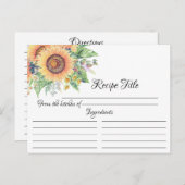 Sonnenblumengarten Brautparty Rezept Karte (Vorne/Hinten)