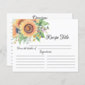 Sonnenblumengarten Brautparty Rezept Karte (Vorne/Hinten)