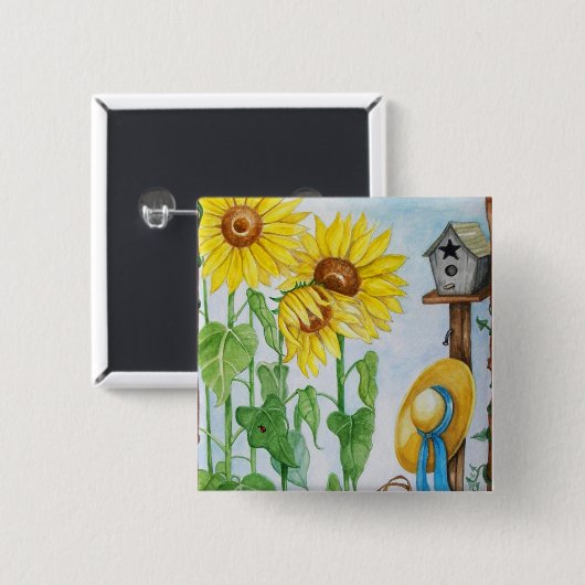 Sonnenblumengarten Button (Vorne & Hinten)