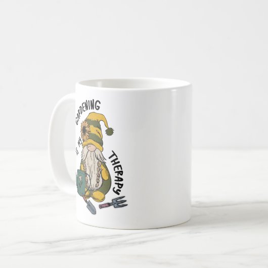 Sonnenblumengarten Gnome Gärtnern ist meine Therap Kaffeetasse (Vorderseite Links)
