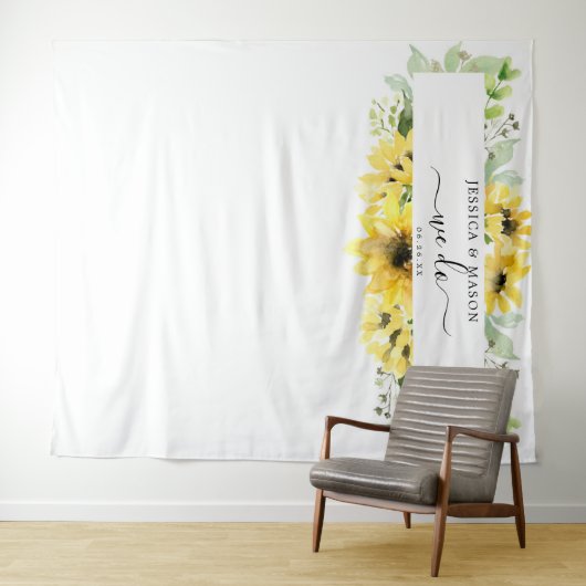 Sonnenblumengarten Hochzeit machen wir Background Wandteppich (Beispiel (Horizontal))