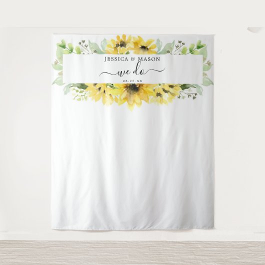 Sonnenblumengarten Hochzeit machen wir Background  Wandteppich (Vorderseite)