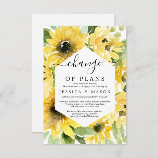 Sonnenblumengarten Hochzeit verzögert Ankündigung (Vorne/Hinten)