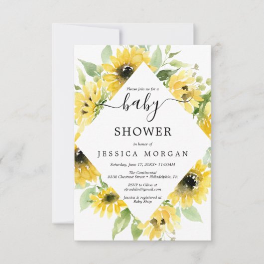 Sonnenblumengarten Kinderdusche Einladungskarte Einladung (Vorderseite)