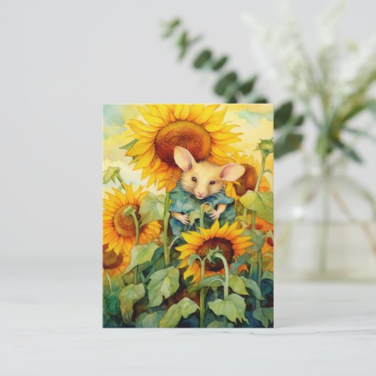 Sonnenblumengarten Maus 2 von 17 Postkarte (Stehend Vorderseite)