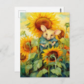 Sonnenblumengarten Maus 2 von 17 Postkarte (Vorne/Hinten)