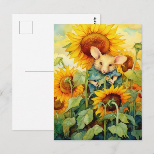 Sonnenblumengarten Maus 2 von 17 Postkarte (Vorne/Hinten)