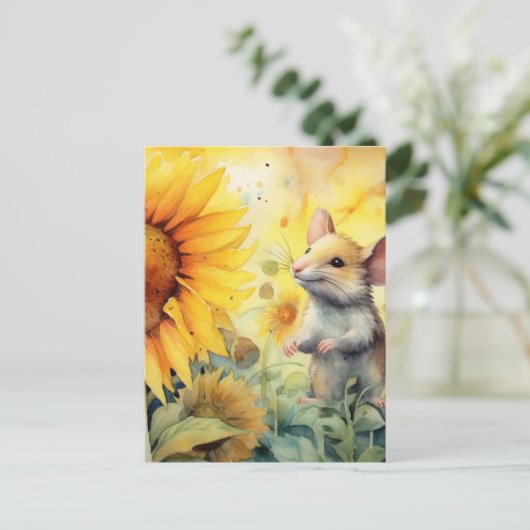 Sonnenblumengarten Maus 8 von 17 Postkarte (Stehend Vorderseite)