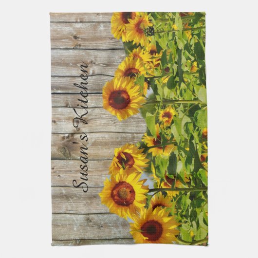 Sonnenblumengarten mit Monogram Küchentuch (Vertikal)