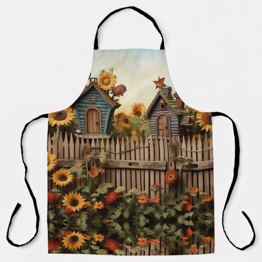 Sonnenblumengarten mit Vogelhäusern Schürze (Vorderseite)