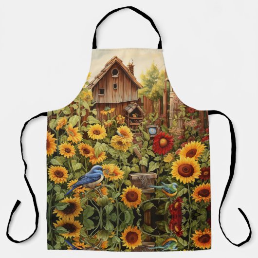 Sonnenblumengarten mit Vogelhäusern Schürze (Vorderseite)