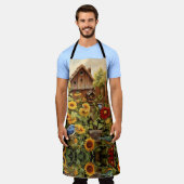 Sonnenblumengarten mit Vogelhäusern Schürze (Getragen)