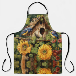 Sonnenblumengarten mit Vogelhäusern Schürze