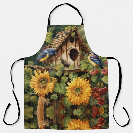 Sonnenblumengarten mit Vogelhäusern Schürze (Vorderseite)