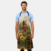 Sonnenblumengarten mit Vogelhäusern Schürze (Getragen)