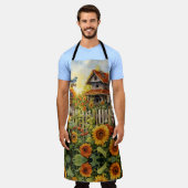 Sonnenblumengarten mit Vogelhäusern Schürze (Getragen)