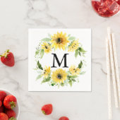 Sonnenblumengarten Monogram Wedding Cocktail Napki Serviette (Beispiel)
