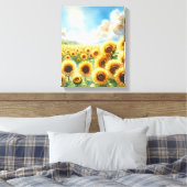 Sonnenblumengarten - Sonnenblumen Leinwanddruck (Insitu (Schlafzimmer))