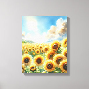 Sonnenblumengarten - Sonnenblumen Leinwanddruck