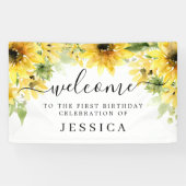 Sonnenblumengarten Vinyl Geburtstag Begrüßungsbann Banner (Horizontal)