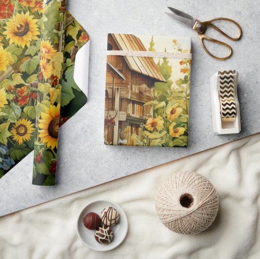 Sonnenblumengarten Vogelhaus 1 Geschenkpapier (Handwerk)