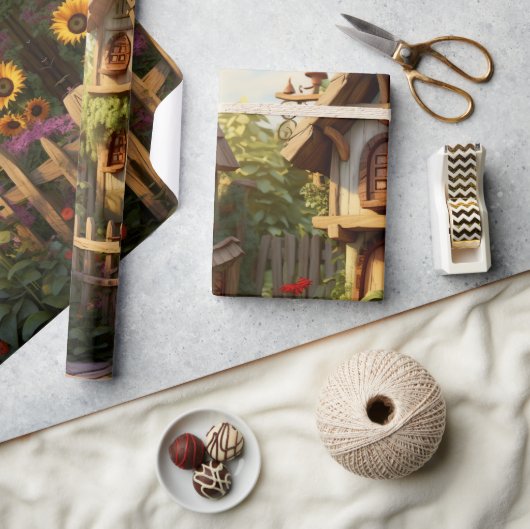 Sonnenblumengarten Vogelhäuser Geschenkpapier (Handwerk)