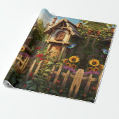 Sonnenblumengarten Vogelhäuser Geschenkpapier (Ungerollt)