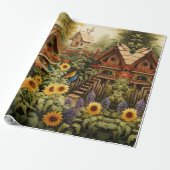 Sonnenblumengarten Vogelhäuser Geschenkpapier (Ungerollt)