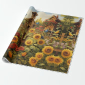 Sonnenblumengarten Vogelhäuser Geschenkpapier (Ungerollt)