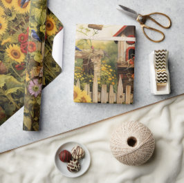 Sonnenblumengarten Vogelhäuser Geschenkpapier