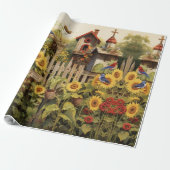 Sonnenblumengarten Vogelhäuser Geschenkpapier (Ungerollt)