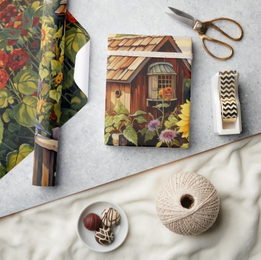 Sonnenblumengarten Vogelhäuser Geschenkpapier (Handwerk)