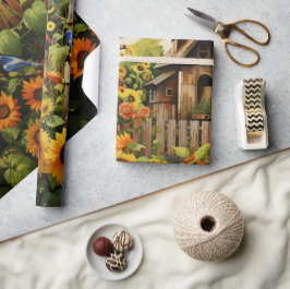 Sonnenblumengarten Vogelhäuser Geschenkpapier