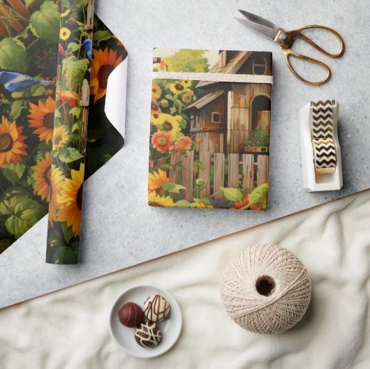 Sonnenblumengarten Vogelhäuser Geschenkpapier (Handwerk)