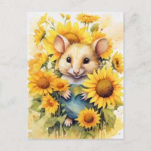 Sonnenblumengartenmaus 7 von 17 blaue Hosen Postkarte