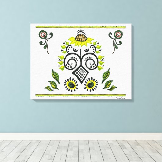 Sonnenblumengeflecht Leinwanddruck (Insitu (Holzboden))