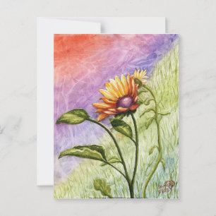 Sonnenblumengeheimnisse bei Sonnenuntergang Postkarte
