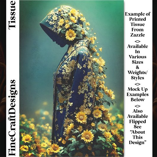 Sonnenblumengeist im Blumenrobe DT2L Decoupage Seidenpapier