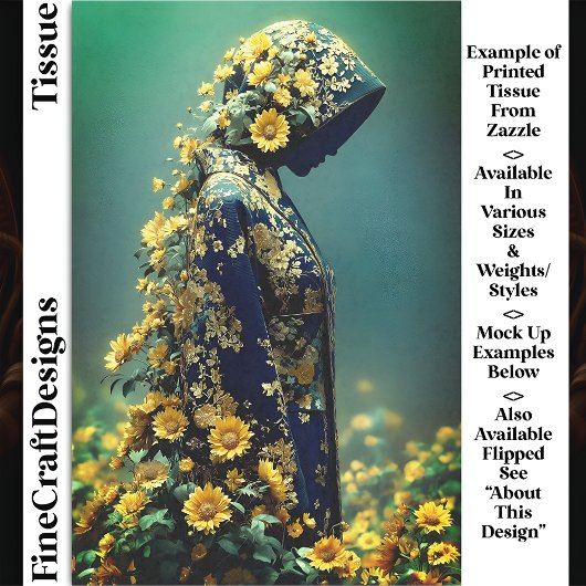 Sonnenblumengeist im Blumenrobe DT2R Decoupage Seidenpapier