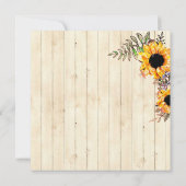 Sonnenblumengelbe Rustikale Holzverheiratung Einladung (Rückseite)