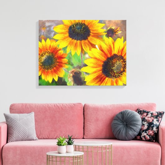 Sonnenblumengemälde, farbenfrohe Blume, fröhlich Leinwanddruck (Insitu (Wohnzimmer))
