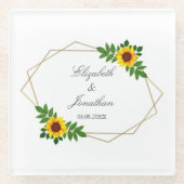 Sonnenblumengeometrie Glasuntersetzer (Vorderseite)