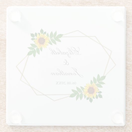 Sonnenblumengeometrie Glasuntersetzer (Rückseite)