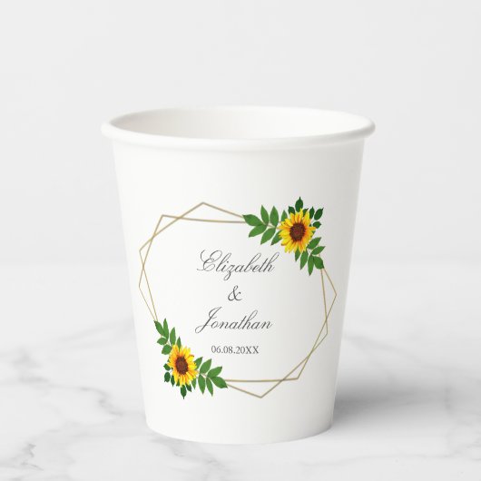 Sonnenblumengeometrie Pappbecher (Vorderseite)