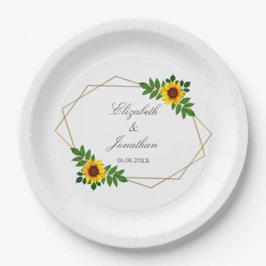 Sonnenblumengeometrie Pappteller (Vorderseite)