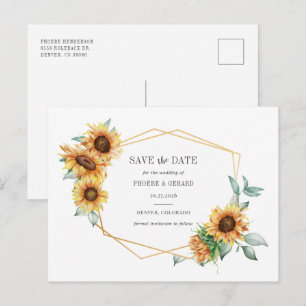 Sonnenblumengeometrie Save the Date Ankündigungspostkarte
