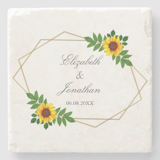 Sonnenblumengeometrie Steinuntersetzer (Vorderseite)