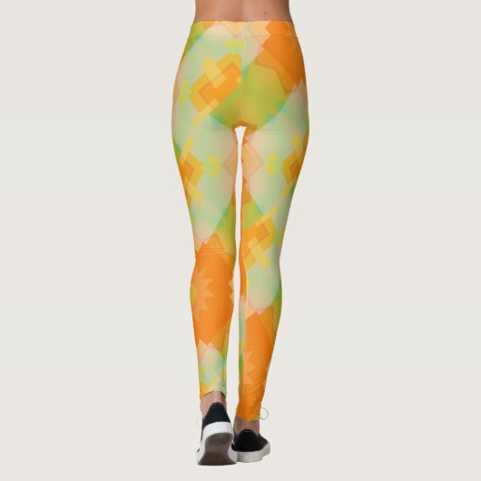Sonnenblumengeometrisches Muster Leggings (Rückseite)